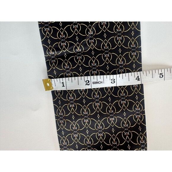 Fendi Men's Designer Silk Tie Black Geometric Made in Italy Career - Picture 3 of 7